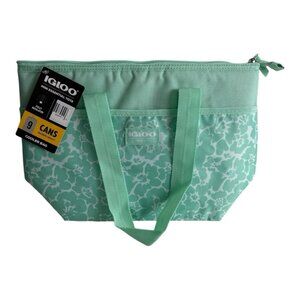Igloo Mini Essential Tote Cooler Bag 9 Can Insulated Lunch Floral Green NEW